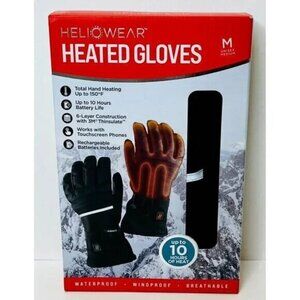 HELIOWEAR Black Unisex Small Heated Gloves Touchscreen & Recharge Batteries